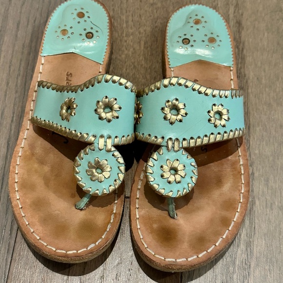 Jack Rogers Mint and Gold Sandals - Picture 4 of 7
